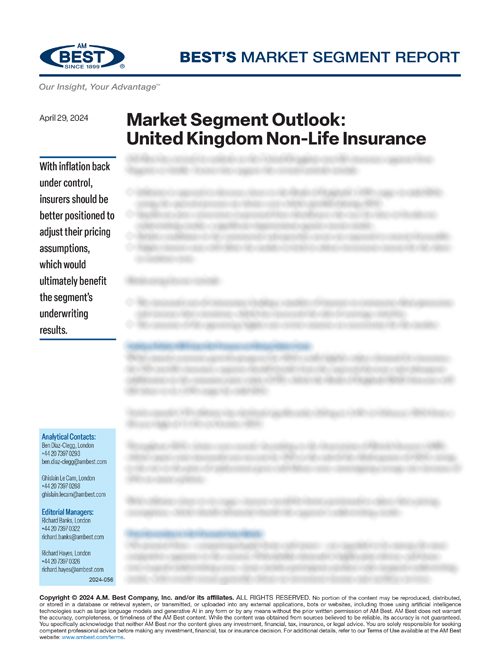 Market Segment Report: Market Segment Outlook: United Kingdom Non-Life Insurance