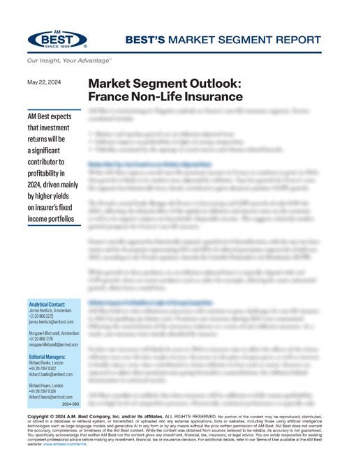 Market Segment Report: Market Segment Outlook: France Non-Life Insurance