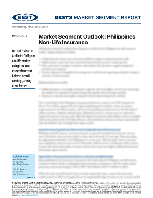 Market Segment Report: Market Segment Outlook: Philippines Non-Life Insurance
