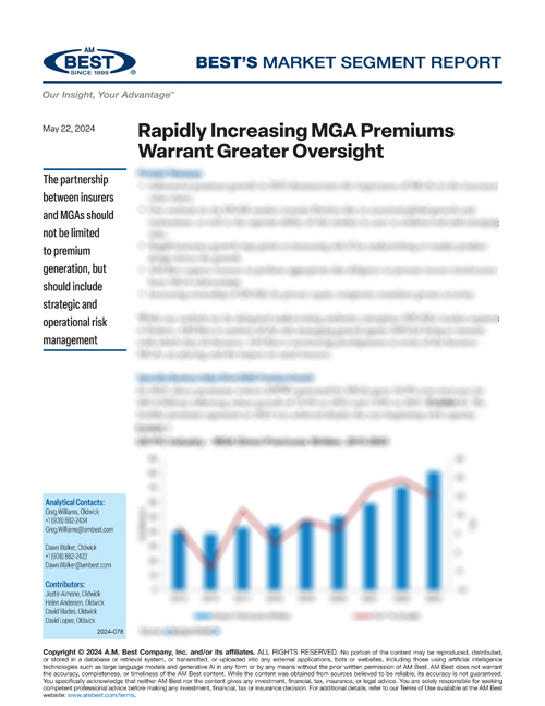 Market Segment Report: Rapidly Increasing MGA Premiums Warrant Greater Oversight