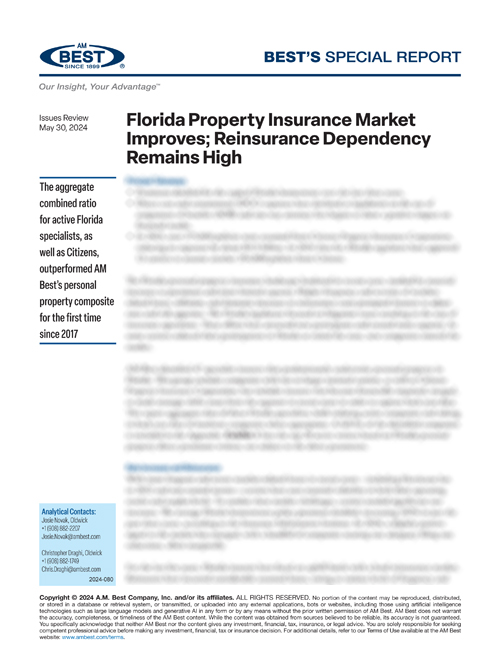 Special Report: Florida Property Insurance Market Improves; Reinsurance Dependency Remains High