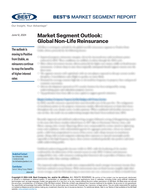 Market Segment Report: Market Segment Outlook: Global Non-Life Reinsurance