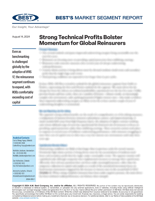 Market Segment Report: Strong Technical Profits Bolster Momentum for Global Reinsurers