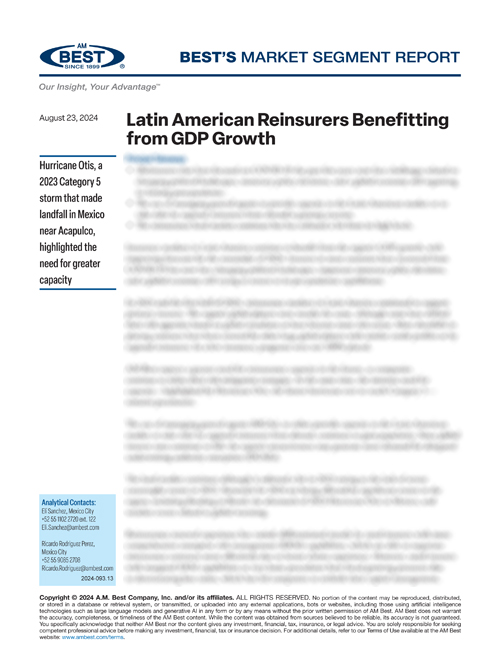 Market Segment Report: Latin American Reinsurers Benefitting from GDP Growth