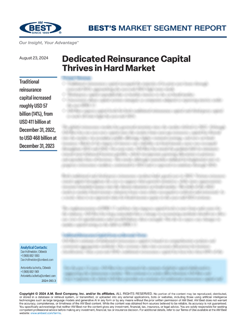 Market Segment Report: Dedicated Reinsurance Capital Thrives in Hard Market