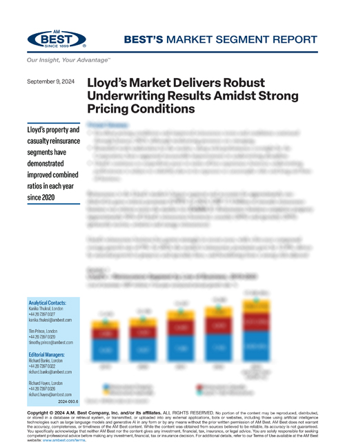 Market Segment Report: Lloyd’s Market Delivers Robust Underwriting Results Amidst Strong Pricing Conditions