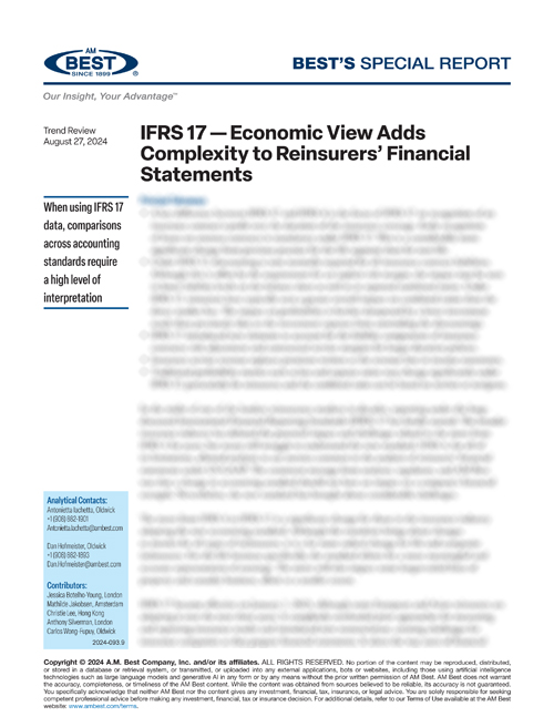 Special Report: IFRS 17 — Economic View Adds Complexity to Reinsurers’ Financial Statements
