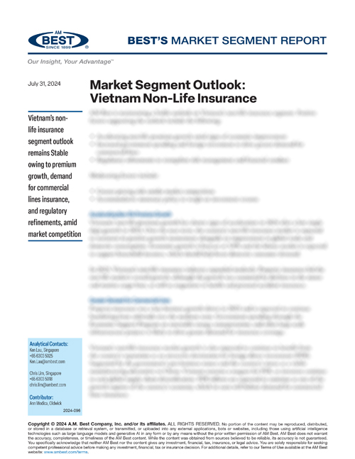 Market Segment Report: Market Segment Outlook: Vietnam Non-Life Insurance