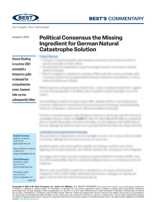 Commentary: Political Consensus the Missing Ingredient for German Natural Catastrophe Solution