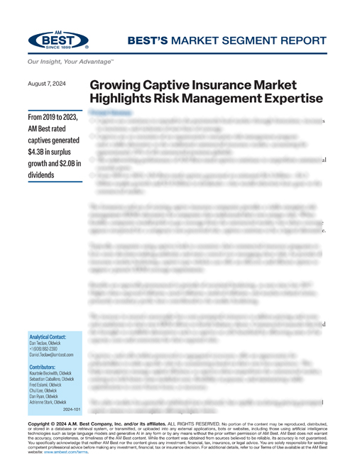 Market Segment Report: Growing Captive Insurance Market Highlights Risk Management Expertise