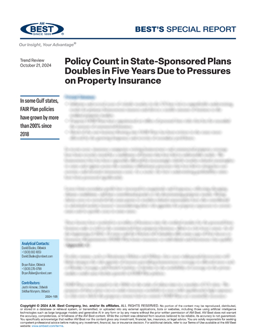Special Report: Policy Count in State-Sponsored Plans Doubles in Five Years Due to Pressures on Property Insurance