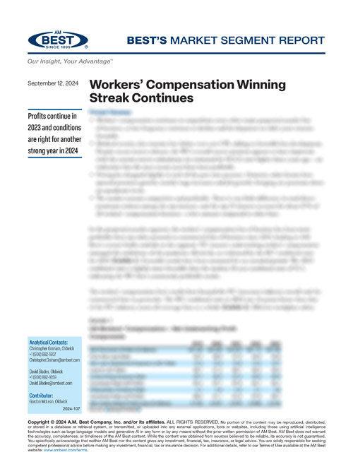 Market Segment Report: Workers’ Compensation Winning Streak Continues