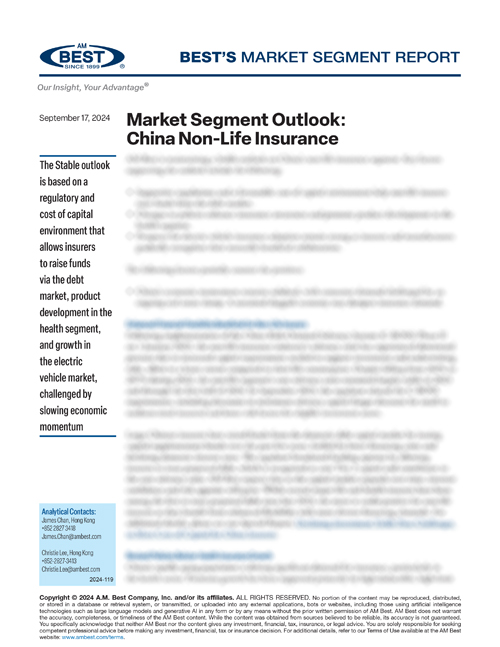 Market Segment Report: Market Segment Outlook: China Non-Life Insurance