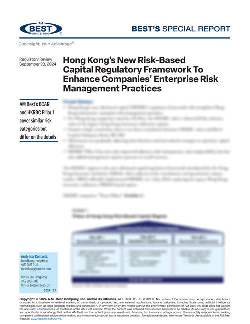 Special Report: Hong Kong’s New Risk-Based Capital Regulatory Framework To Enhance Companies’ Enterprise Risk Management Practices
