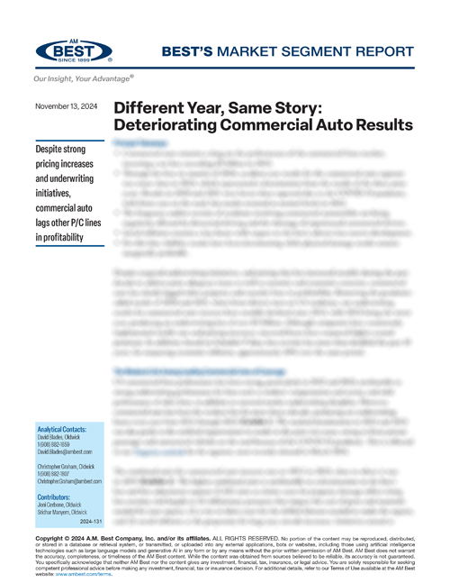 Market Segment Report: Different Year, Same Story: Deteriorating Commercial Auto Results