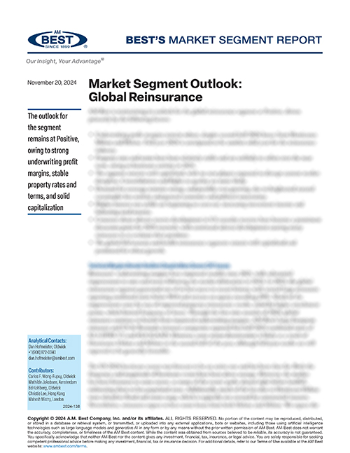 Market Segment Report: Market Segment Outlook: Global Reinsurance
