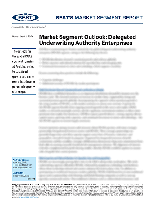Market Segment Report: Market Segment Outlook: Delegated Underwriting Authority Enterprises