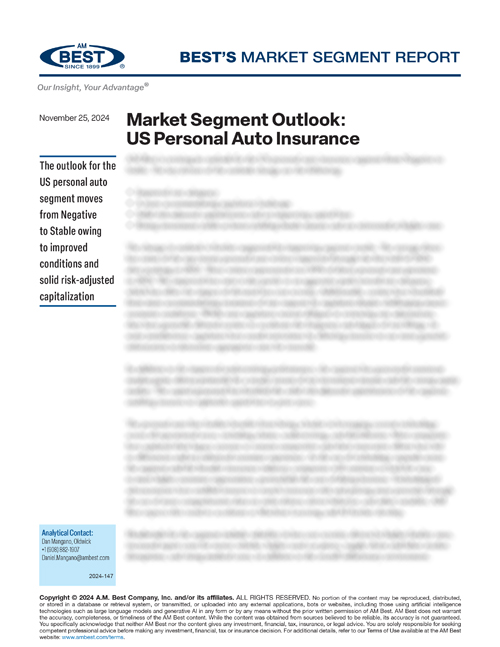 Market Segment Report: Market Segment Outlook: US Personal Auto Insurance