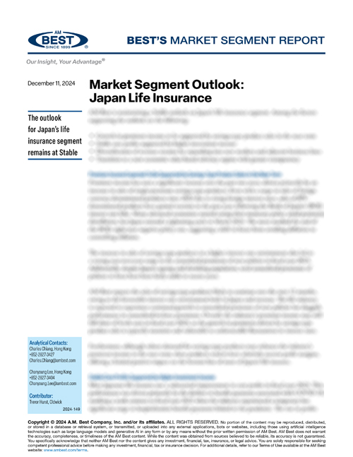 Market Segment Report: Market Segment Outlook: Japan Life Insurance
