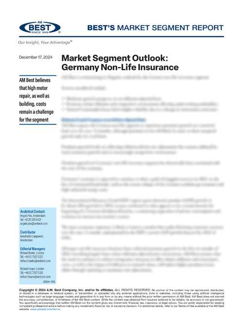 Market Segment Report: Market Segment Outlook: Germany Non-Life Insurance