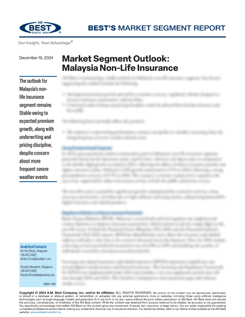 Market Segment Report: Market Segment Outlook: Malaysia Non-Life Insurance