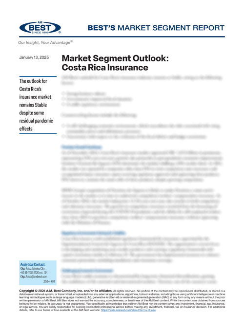 Market Segment Report: Market Segment Outlook: Costa Rica Insurance