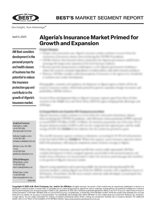 Market Segment Report: Algeria’s Insurance Market Primed for Growth and Expansion