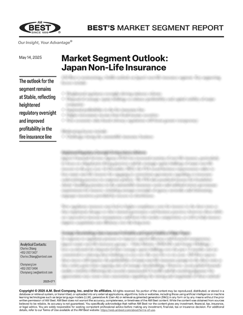 Market Segment Report: Market Segment Outlook: Japan Non-Life Outlook