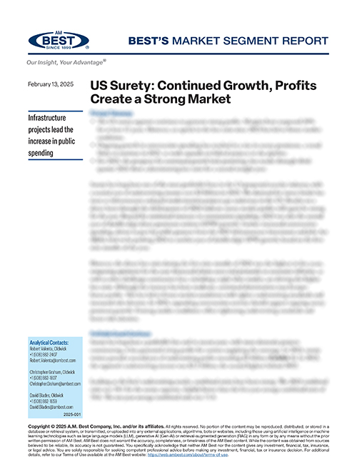 Market Segment Report: US Surety: Continued Growth, Profits Create a Strong Market
