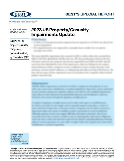 Special Report: 2023 US Property/Casualty Impairments Update