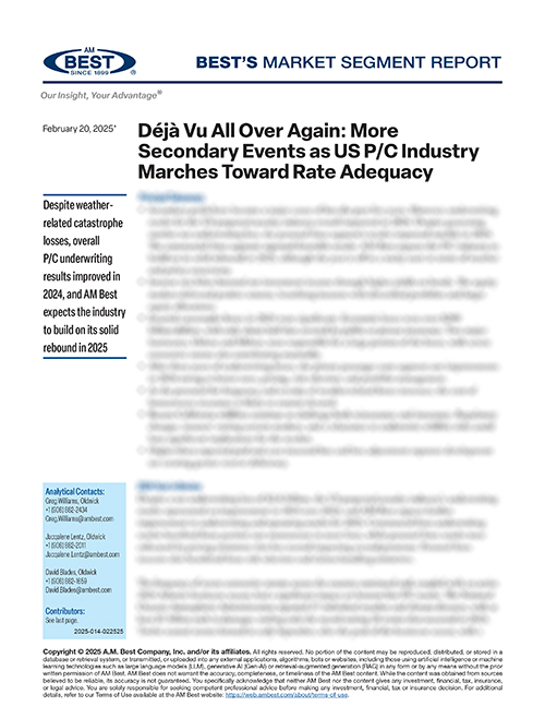 Market Segment Report: Déjà Vu All Over Again: More Secondary Events as US P/C Industry Marches Toward Rate Adequacy
