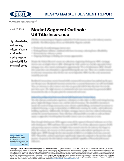 Market Segment Report: Market Segment Outlook: US Title Insurance