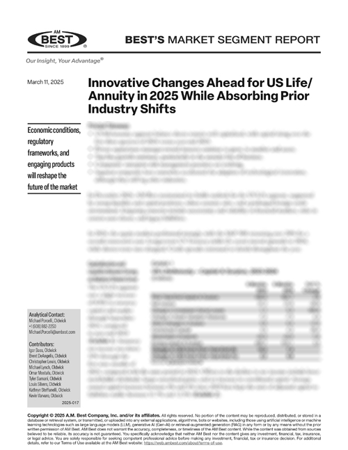 Market Segment Report: Innovative Changes Ahead for US Life/Annuity in 2025 While Absorbing Prior Industry Shifts