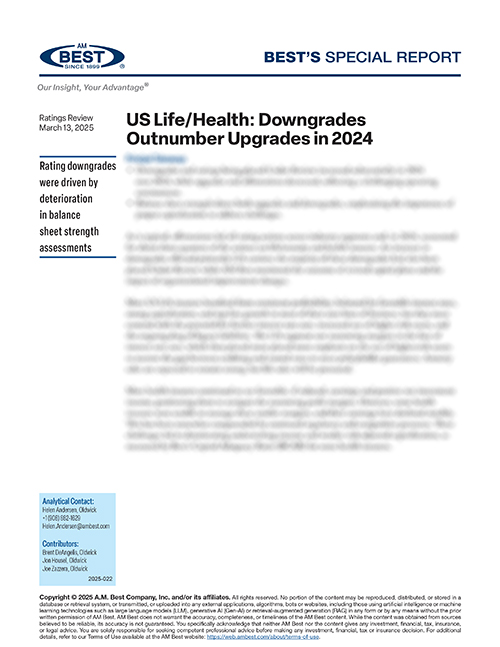 Special Report: US Life/Health: Downgrades Outnumber Upgrades in 2024