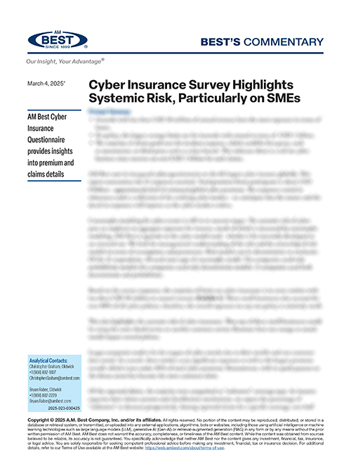 Commentary: Cyber Insurance Survey Highlights Systemic Risk, Particularly on SMEs