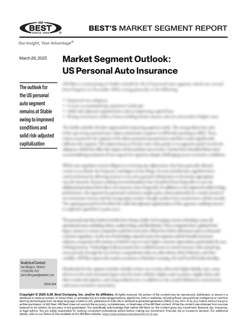 Market Segment Report: Market Segment Outlook: US Personal Auto Insurance
