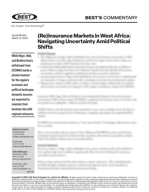 Commentary: (Re)Insurance Markets in West Africa: Navigating Uncertainty Amid Political Shifts