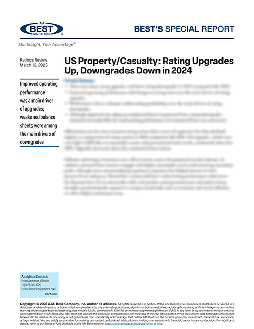Special Report: US Property/Casualty: Rating Upgrades Up, Downgrades Down in 2024