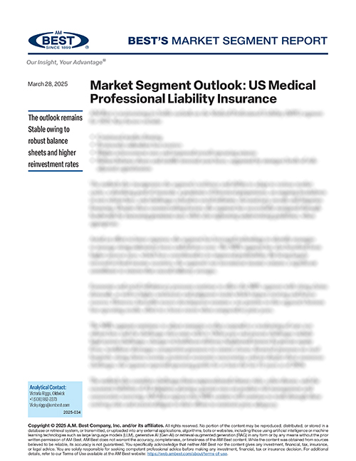 Market Segment Report: Market Segment Outlook: US Medical Professional Liability