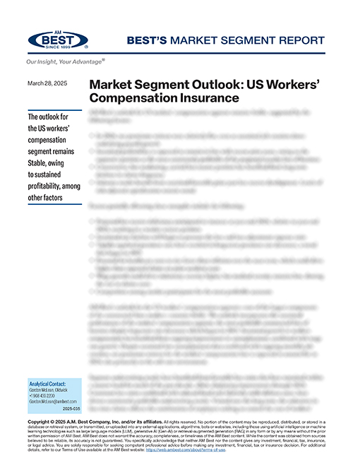 Market Segment Report: Market Segment Outlook: US Workers’ Compensation Insurance