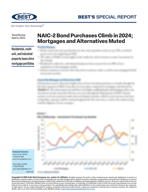 Special Report: NAIC-2 Bond Purchases Climb in 2024; Mortgages and Alternatives Muted