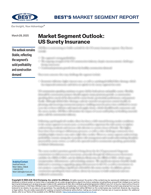 Market Segment Report: Market Segment Outlook: US Surety Insurance Outlook