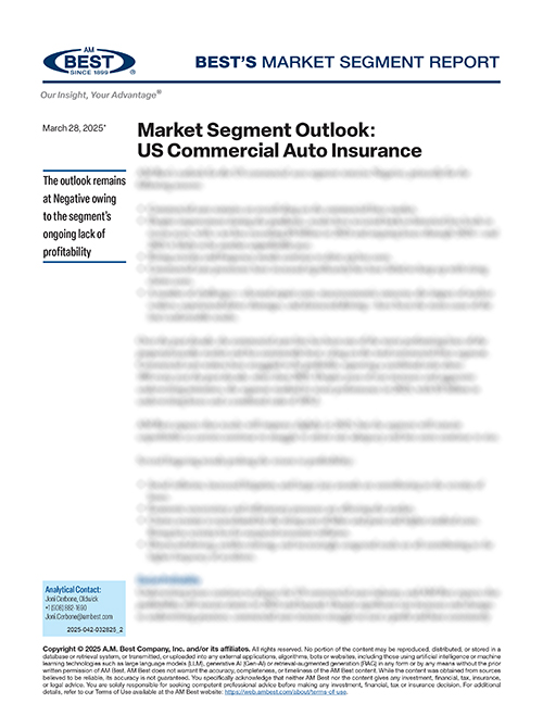 Market Segment Report: Market Segment Outlook: US Commercial Auto Insurance