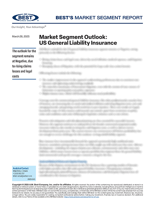 Market Segment Report: Market Segment Outlook: US General Liability Insurance