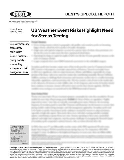 Special Report: US Weather Event Risks Highlight Need for Stress Testing