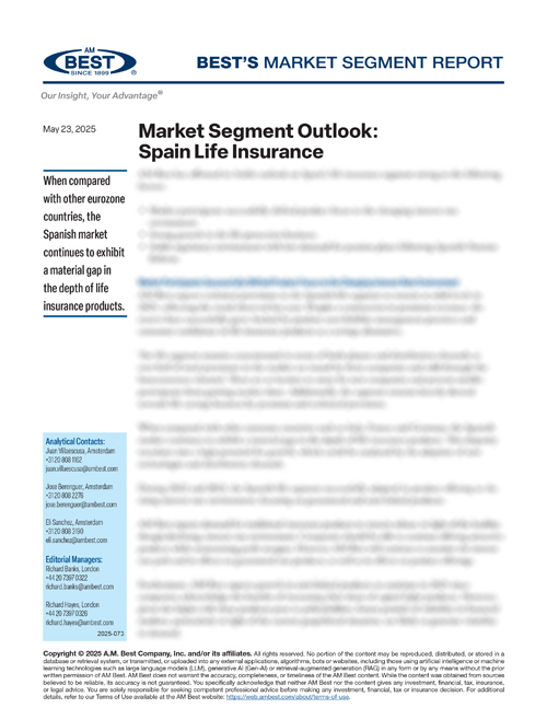 Market Segment Report: Market Segment Outlook: Spain Life Insurance