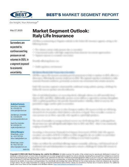Market Segment Report: Market Segment Outlook: Italy Life Insurance
