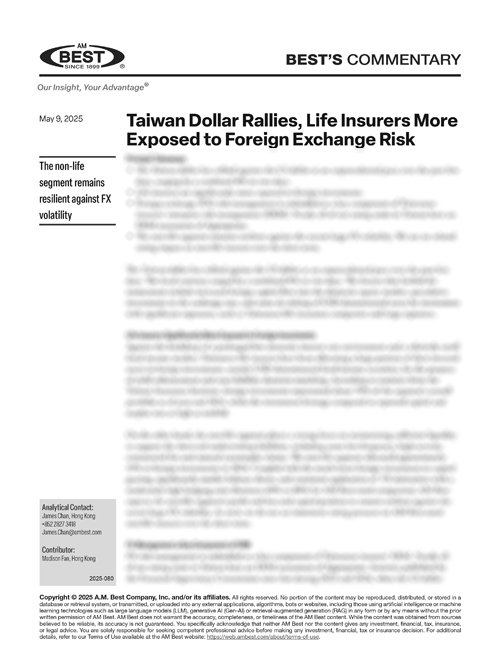 Commentary: Taiwan Dollar Rallies, Life Insurers More Exposed to Foreign Exchange Risk