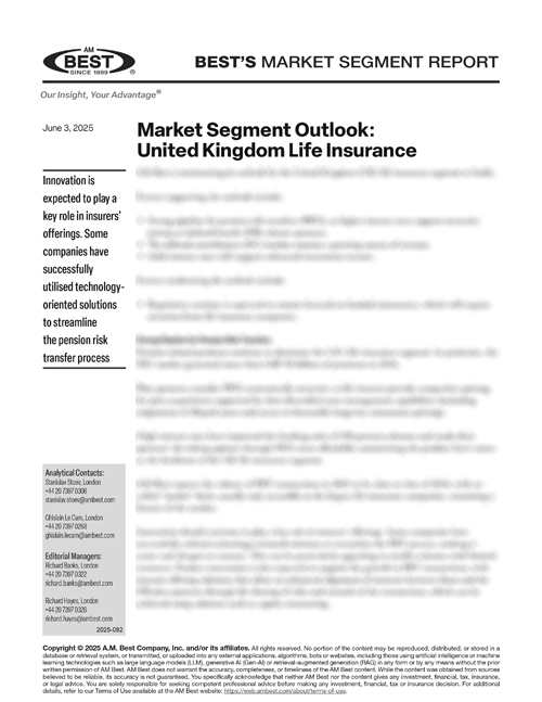 Market Segment Report: Market Segment Outlook: UK Life Insurance