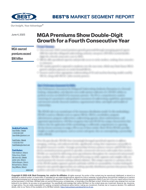 Market Segment Report: MGA Premiums Show Double-Digit Growth for a Fourth Consecutive Year